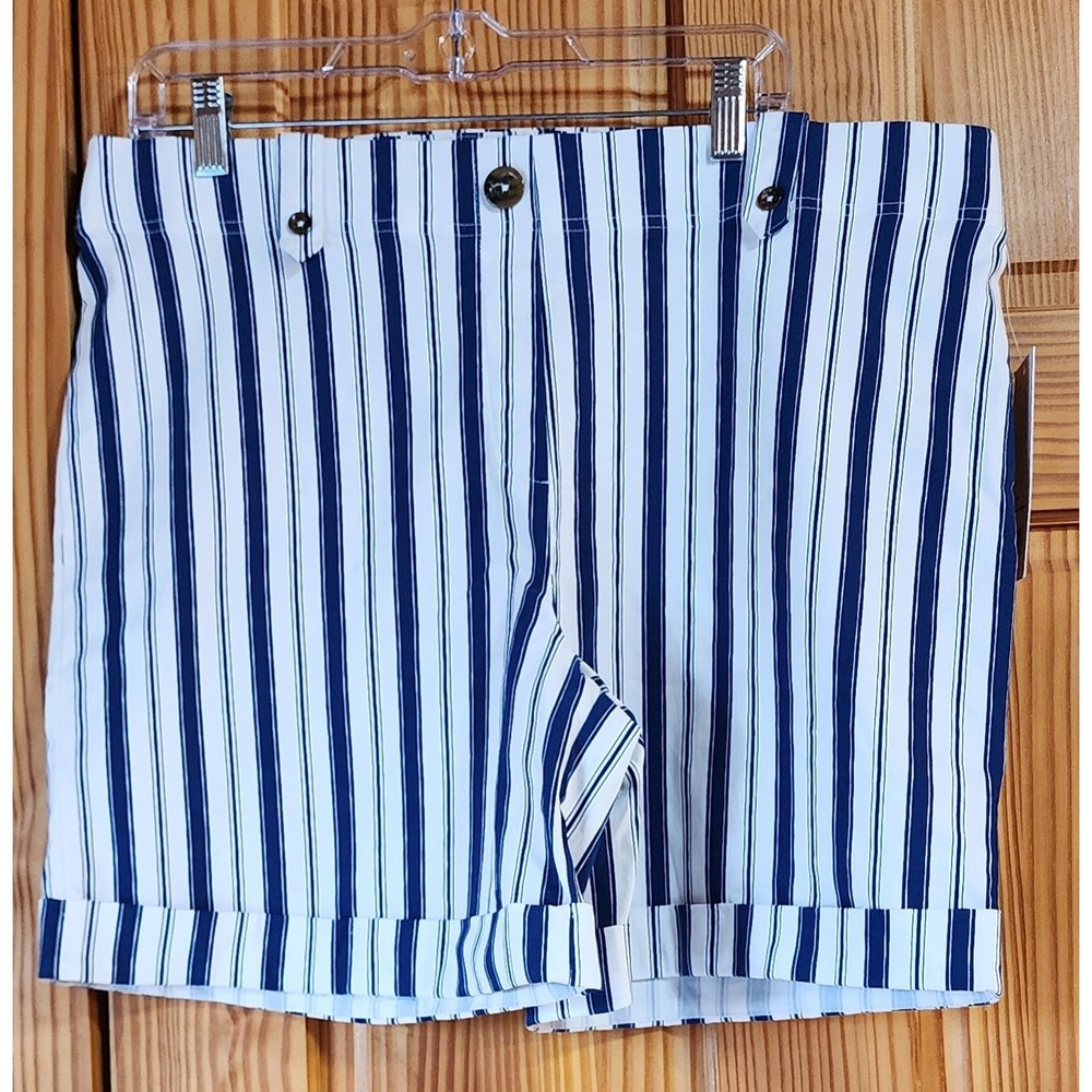Betina Star Womens Navy & White Stripe Pull-On Shorts Super Stretch Soft Size XL